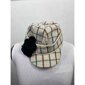 STORMY KORMER WOMEN CAP RECYCLE WOOL AND FIBERS IVORY FLOWER SIZE 7 1/4